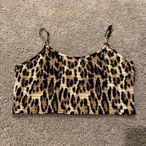 Ruched Leopard Crop Top
